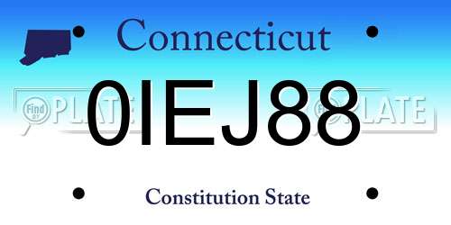 0IEJ88 Connecticut License Plate