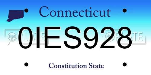 0IES928 Connecticut License Plate