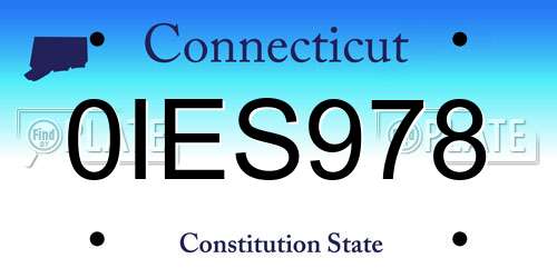 0IES978 Connecticut License Plate