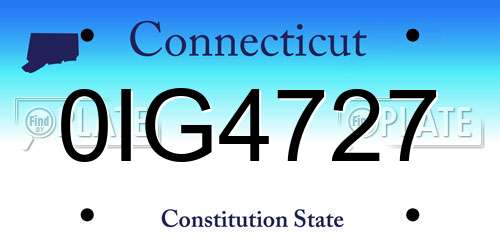 0IG4727 Connecticut License Plate