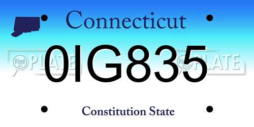 0IG835 Connecticut License Plate
