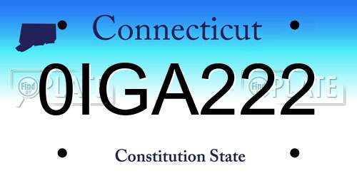 0IGA222 Connecticut License Plate