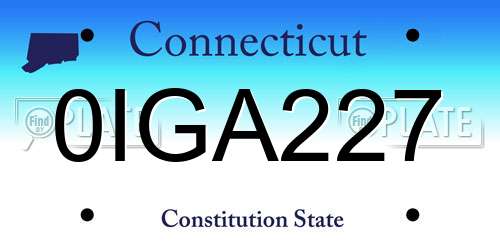 0IGA227 Connecticut License Plate