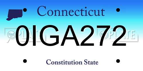 0IGA272 Connecticut License Plate