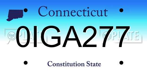 0IGA277 Connecticut License Plate