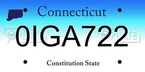0IGA722 Connecticut License Plate