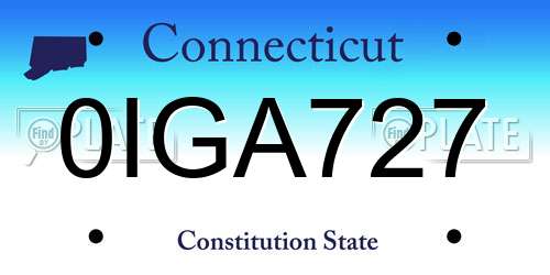 0IGA727 Connecticut License Plate