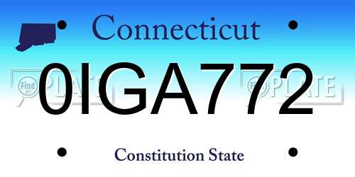0IGA772 Connecticut License Plate