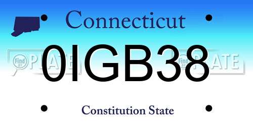 0IGB38 Connecticut License Plate