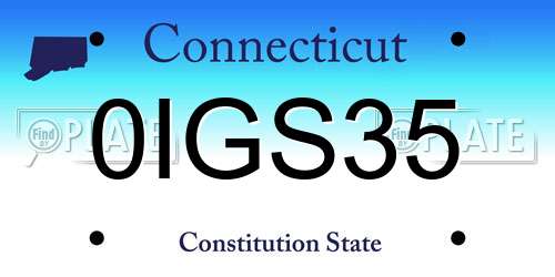 0IGS35 Connecticut License Plate