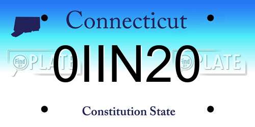 0IIN20 Connecticut License Plate