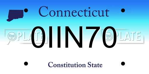 0IIN70 Connecticut License Plate