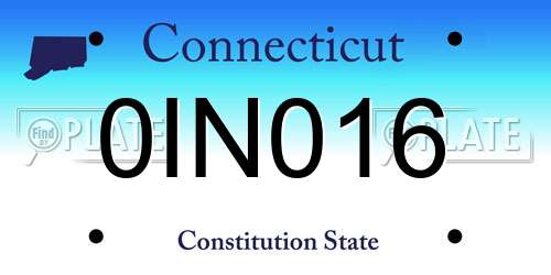 0IN016 Connecticut License Plate