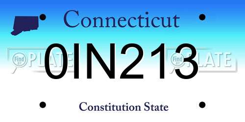 0IN213 Connecticut License Plate