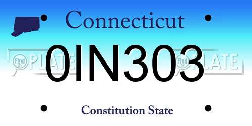 0IN303 Connecticut License Plate