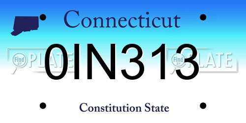 0IN313 Connecticut License Plate
