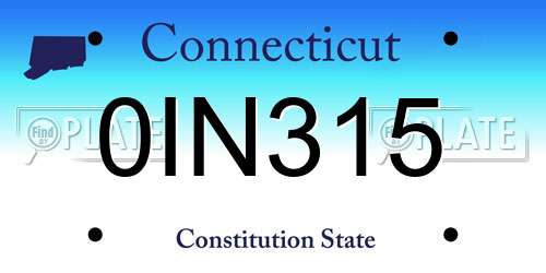 0IN315 Connecticut License Plate