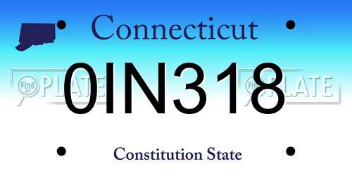 0IN318 Connecticut License Plate
