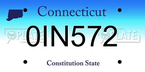 0IN572 Connecticut License Plate