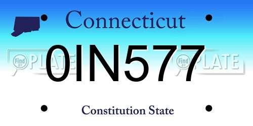 0IN577 Connecticut License Plate