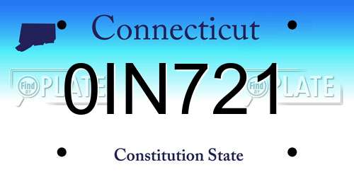 0IN721 Connecticut License Plate