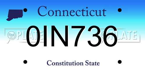 0IN736 Connecticut License Plate