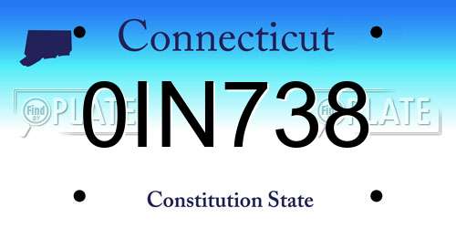 0IN738 Connecticut License Plate