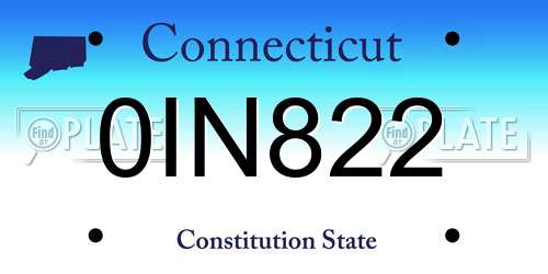 0IN822 Connecticut License Plate