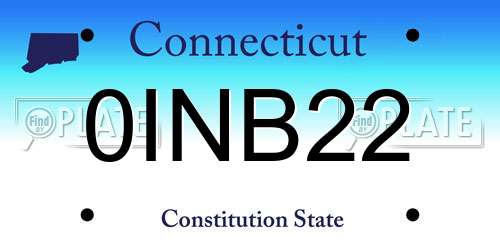 0INB22 Connecticut License Plate