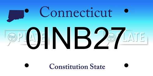 0INB27 Connecticut License Plate