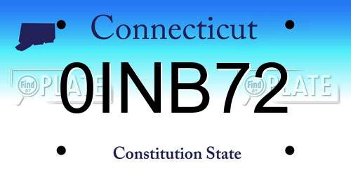 0INB72 Connecticut License Plate