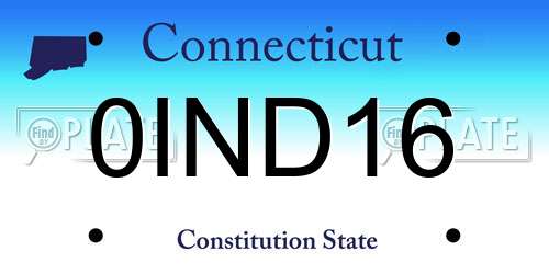0IND16 Connecticut License Plate