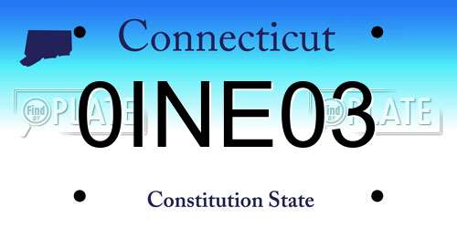 0INE03 Connecticut License Plate