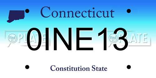 0INE13 Connecticut License Plate