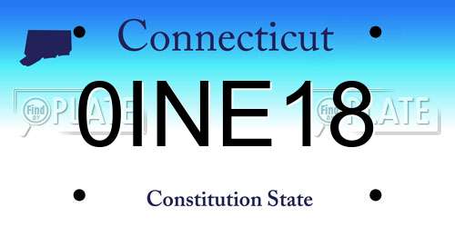 0INE18 Connecticut License Plate