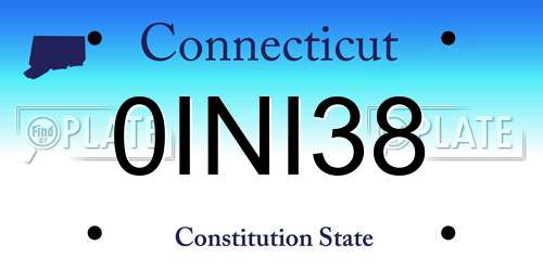 0INI38 Connecticut License Plate