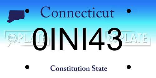 0INI43 Connecticut License Plate