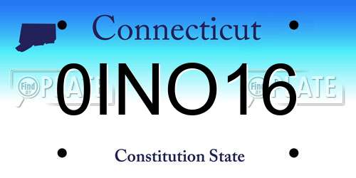 0INO16 Connecticut License Plate