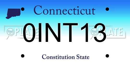 0INT13 Connecticut License Plate