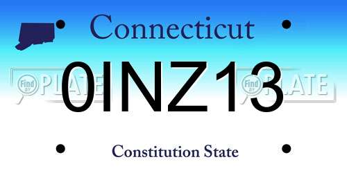 0INZ13 Connecticut License Plate