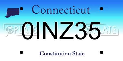 0INZ35 Connecticut License Plate