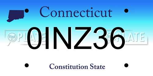 0INZ36 Connecticut License Plate