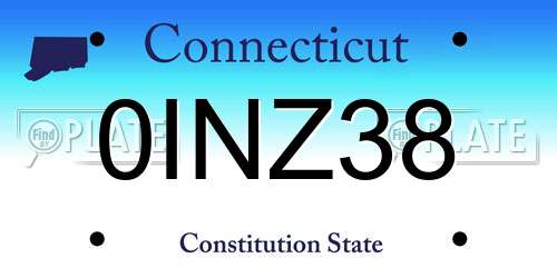 0INZ38 Connecticut License Plate