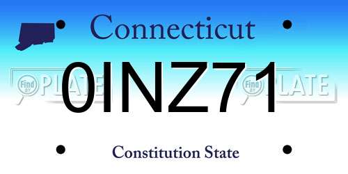 0INZ71 Connecticut License Plate