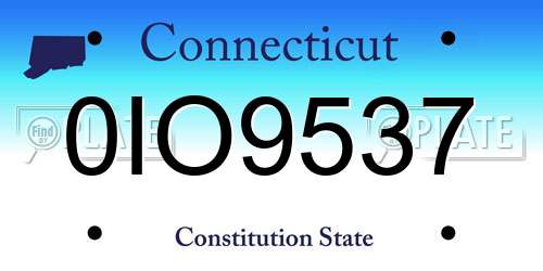 0IO9537 Connecticut License Plate