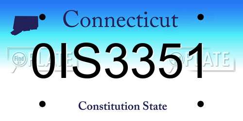0IS3351 Connecticut License Plate