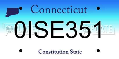 0ISE351 Connecticut License Plate