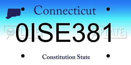 0ISE381 Connecticut License Plate