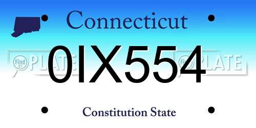 0IX554 Connecticut License Plate