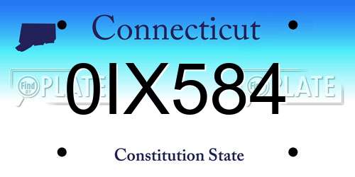 0IX584 Connecticut License Plate